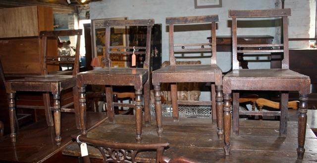 Set of 4 mid-19thC country bar back dining chairs