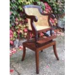 Early 19th C child's high chair, bergere, with its own table, which it normally stands upon