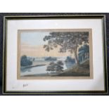 Hand coloured print of Walton Bridge dated June 1793, framed and glazed