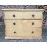 Victorian stripped pine chest of 3 drawers
