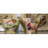 Royal Winton Grimwades hand painted cream jug with fruit and another with cottage