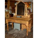Aesthetic movement ash dressing table with mirror - circa 1890