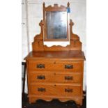 Late Victorian pine dressing chest in its original painted finish, with mirror