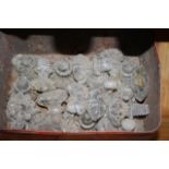 Tin of ornate Victorian glass knobs