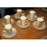 Six coffee cups and saucers by Price of Kensington