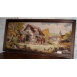 1960s? framed tapestry of farmyard scene with horse