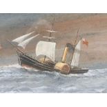 Hudson Bay Company ship S.S. Beaver. 19th C Gouache signed T.M. Framed and glazed - some minor