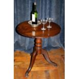 Circular top mahogany Victorian wine table - wine, coaster and glasses extra!