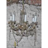 Glass six branch chandelier