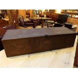 Early 19th C teak carriage chest in original brown paint