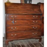 Early 19th C mahogany 4-drawer bureau