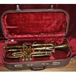 Brass Trumpet in original plush lined maker's case complete with 1966 receipt