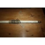 Antique curtain pole with brass finials and rings - 69 inches long