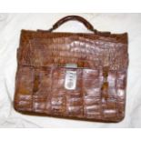 c1930s crocodile skin gentleman's briefcase with original nickel clasp