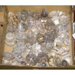 Box of Victorian ornate glass knobs