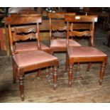 Set of four Victorian dining chairs in mahogany and with drop in seats