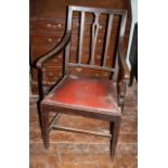 Antique library chair, tapered legs and drop in seat