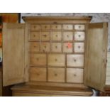 Victorian pine apothecary cabinet with 21 drawers.