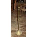 Edwardian brass standard lamp with telescopic upper section