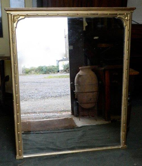 Large English 19th C gilt framed mirror with original plate, 41 by 50 inches