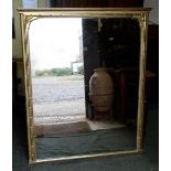 Large English 19th C gilt framed mirror with original plate, 41 by 50 inches