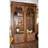 Large 2-door Continental display cabinet with barley twist embellishment devoid of contents