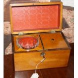 Antique tea caddy with glass mixing bowl