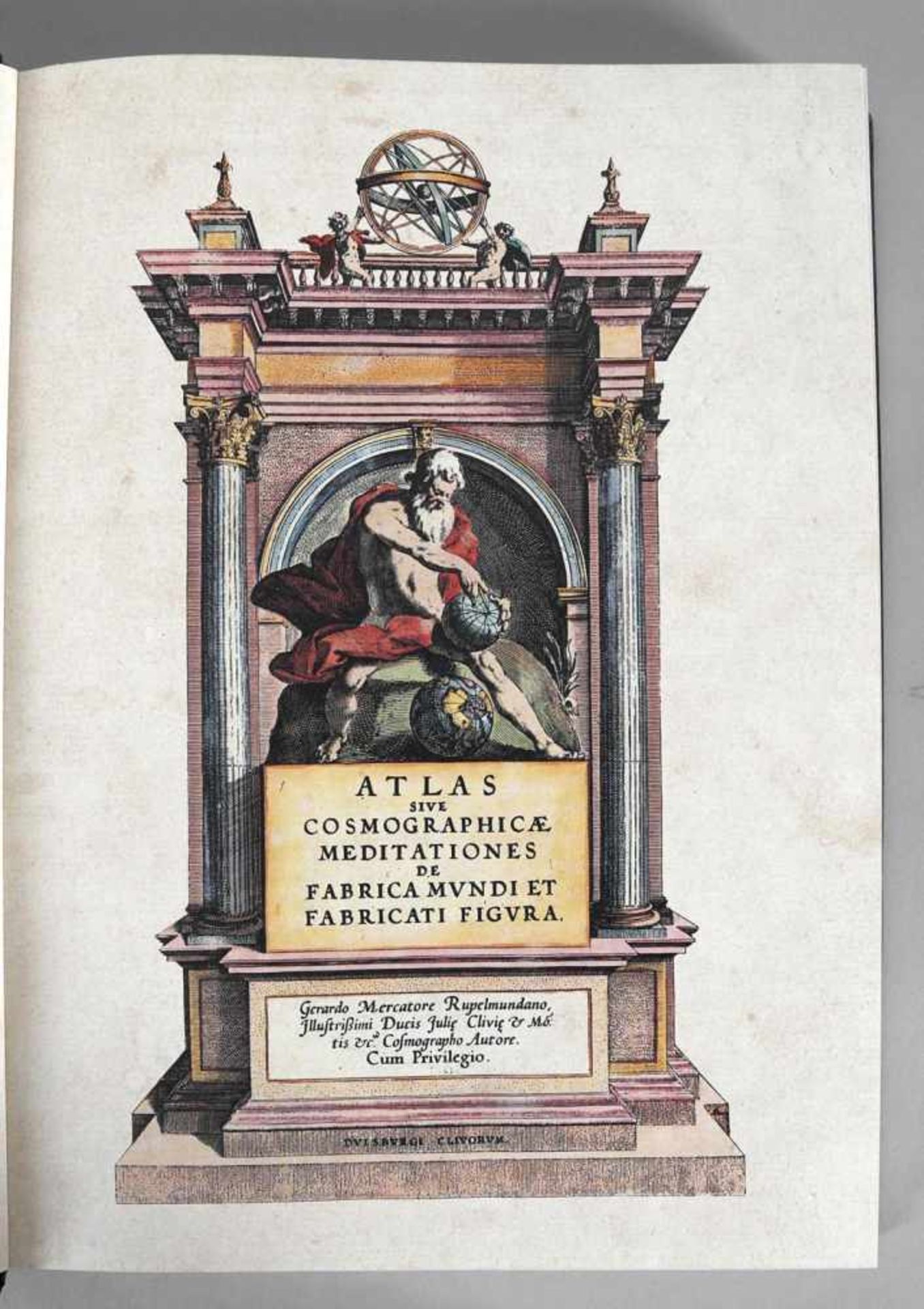 Gerardus Mercator Atlas 1595, Reprint im Original-Pappschuber mit Samtfutter, 1980prachtvolle