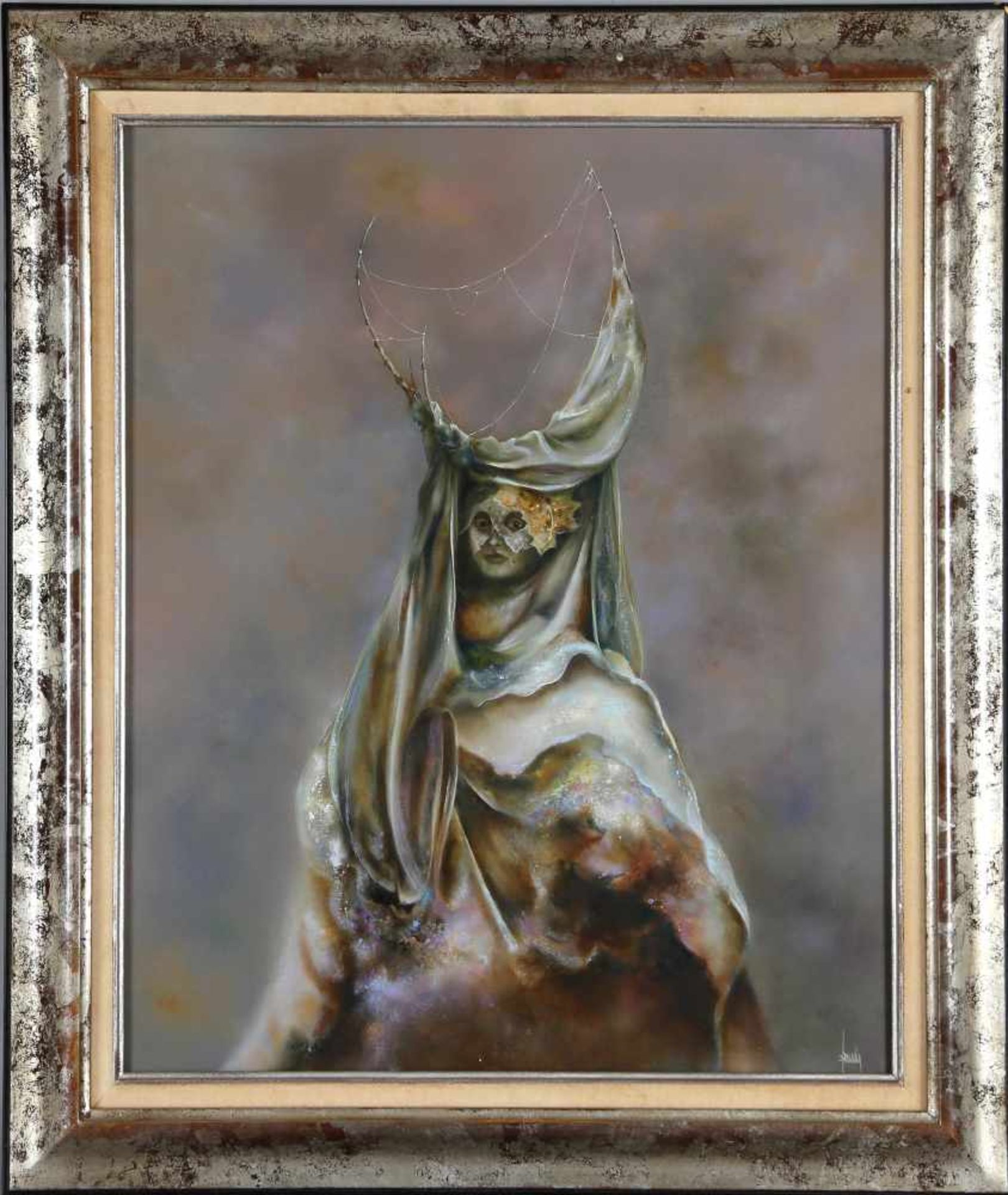 Bernard Louedin (*1938)Venezianische Frau mit Maske, Öl auf Lwd., 73 x 60 cm, unten rechts signiert,