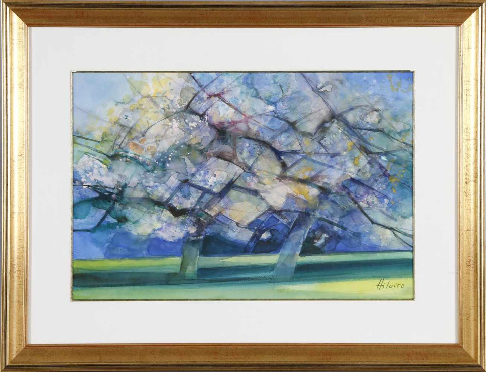 Camille Hilaire (Metz 1916-2004)Blühende Obstbäume, Aquarell, 38,5 x 58,5 cm, rechts unten signiert,