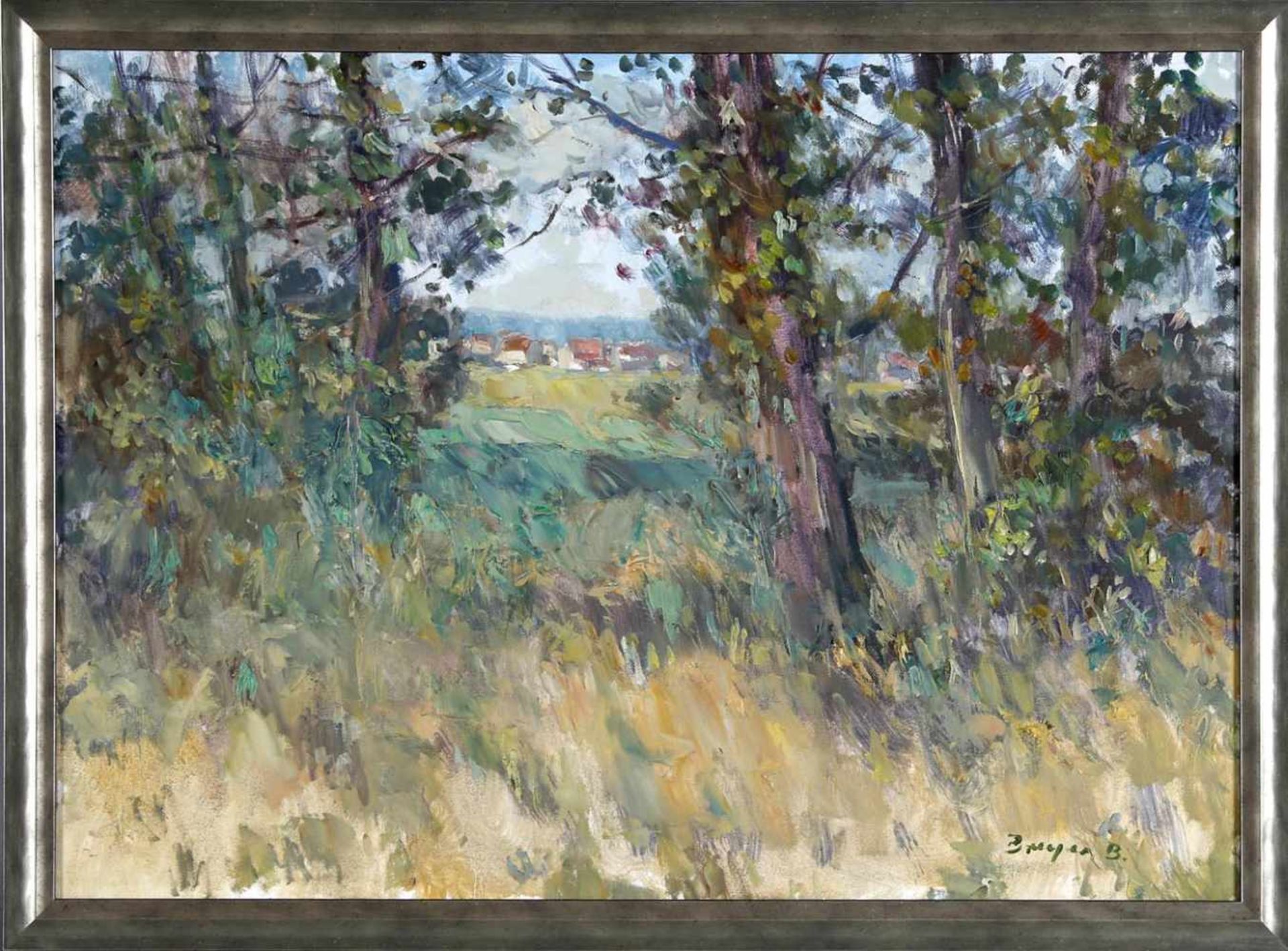 Benno Breyer (1939-2013)Blick auf Ommersheim, Öl auf Lwd., 50,5 x 70 cm, unten rechts signiert, im