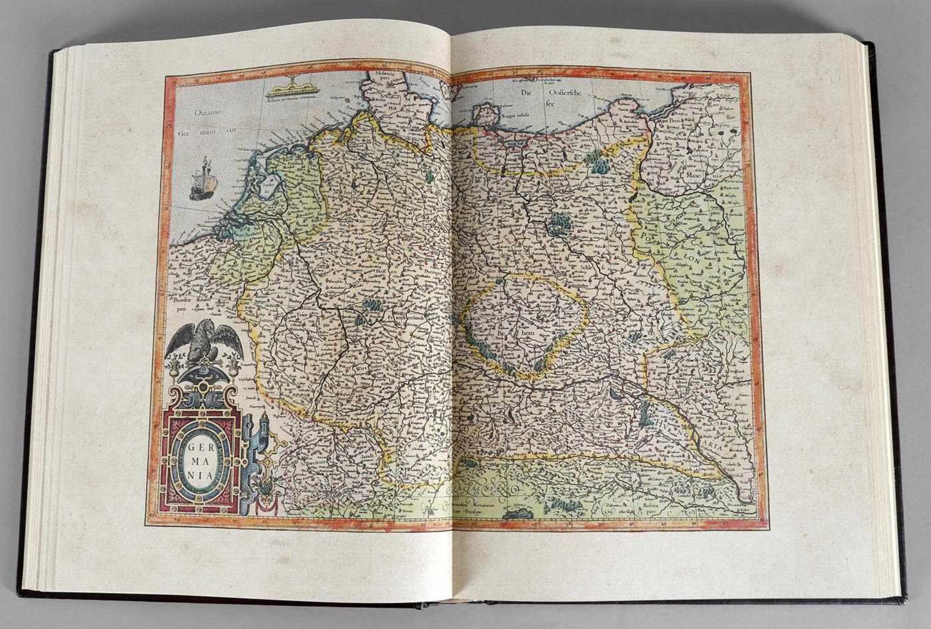 Gerardus Mercator Atlas 1595, Reprint im Original-Pappschuber mit Samtfutter, 1980prachtvolle - Bild 2 aus 2