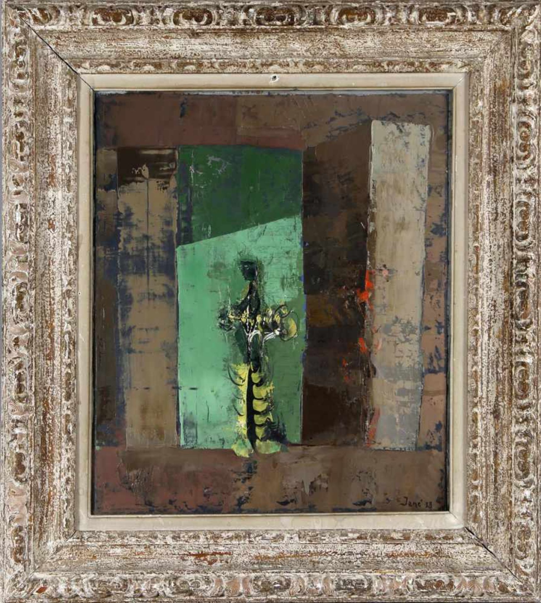 Edgar Jené (Saarbrücken 1904-1984 La Chapelle St. André)""Le Paravent vert"", Öl auf Platte, 60 x