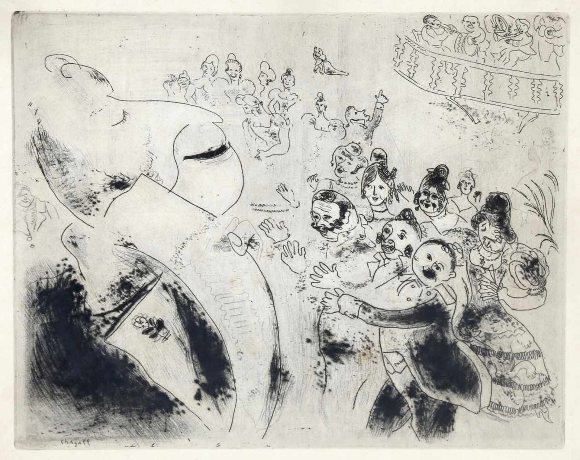 Marc Chagall (1887-1985)Tschitschikow auf dem Ball, Radierung, 22,2 x 27,9 cm, Illustration zu ""Die