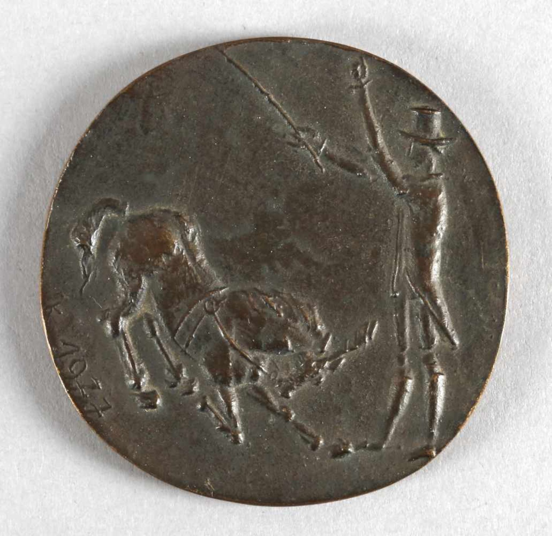 Otto Kallenbach (1911-1992)Dompteur mit Pferd, 1977, einseitige Medaille aus Bronze, unten signiert: