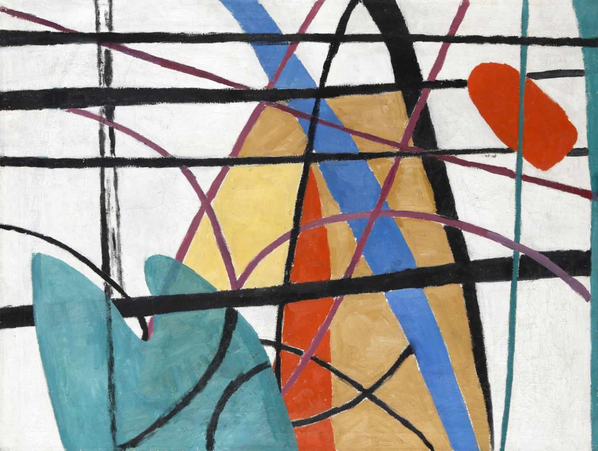 August Clüsserath (Fenne/Saar 1899-1966 Saarbrücken)Lineare Komposition, 1952, Öl auf Leinwand, 80 x