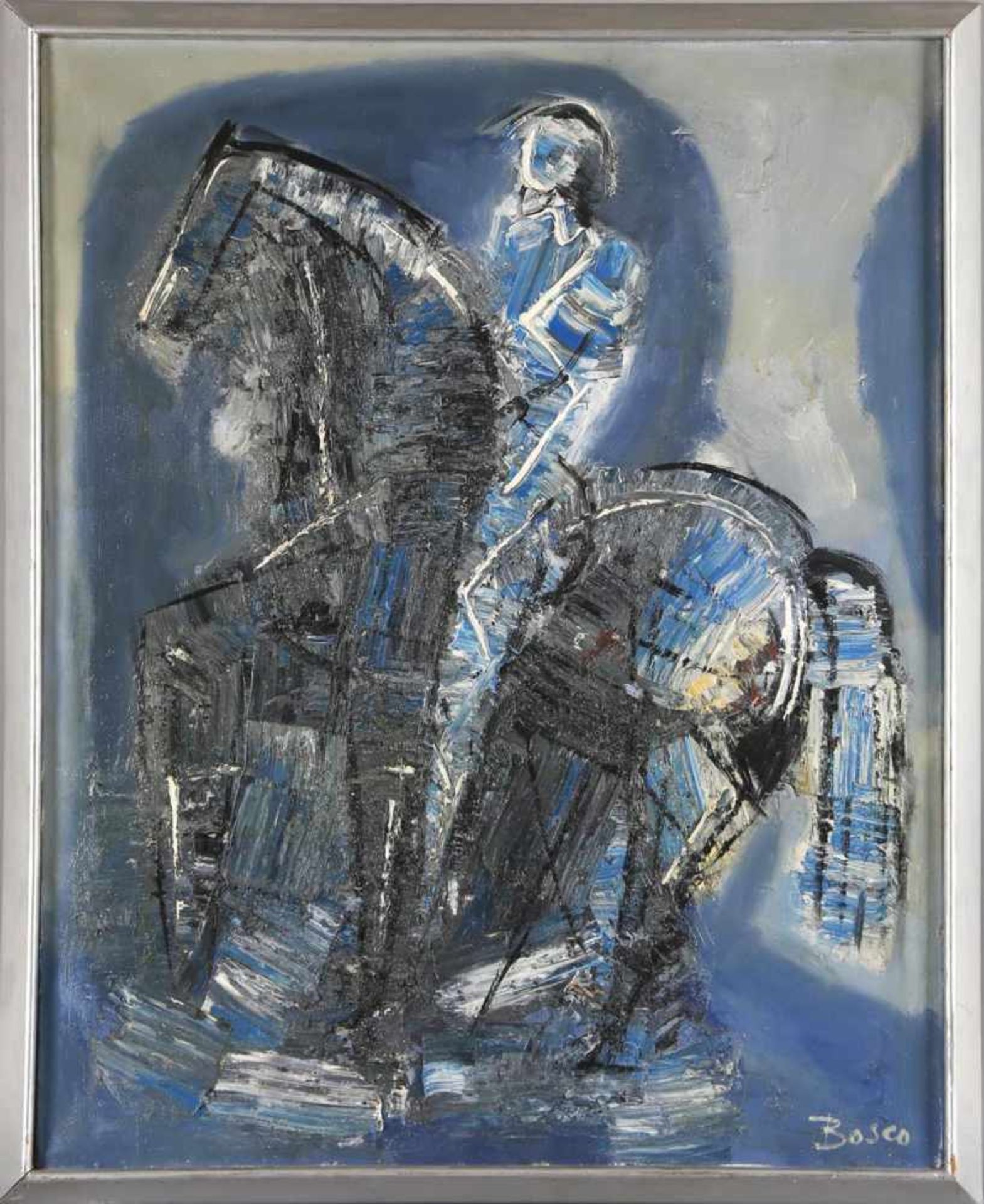 Pierre Bosco (1909-1993)Reiter, Öl auf Leinwand, 92 x 72,5 cm, unten rechts signiert, verso mit