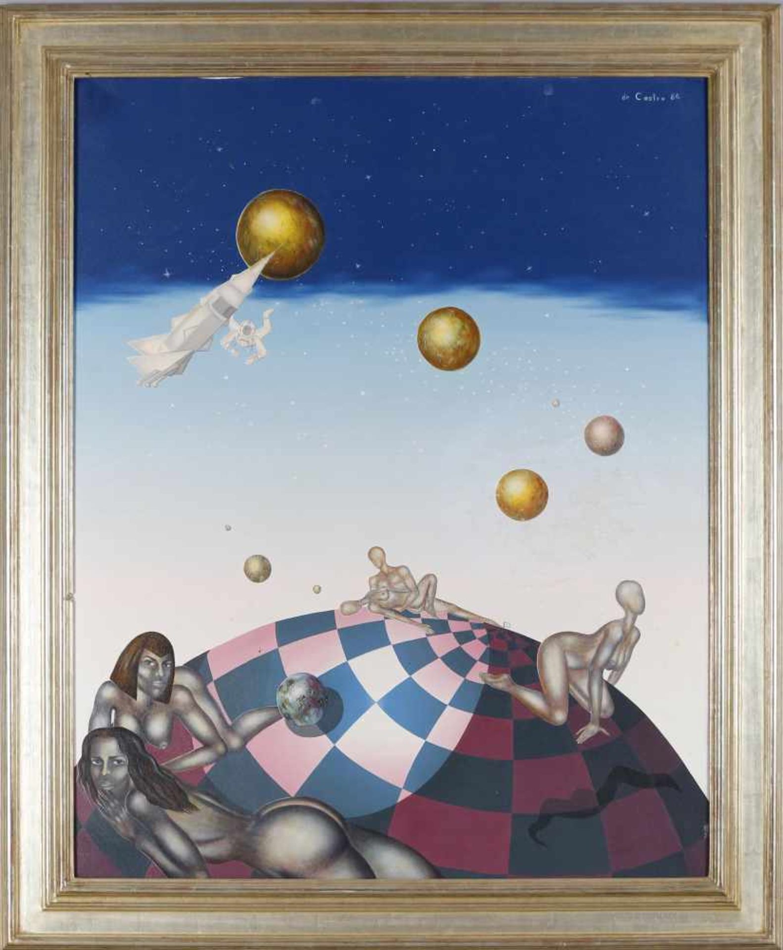 Liane de Castro (* Saarbrücken 1954)Kosmische Allegorien, Öl auf Leinwand, Lasur-Mischtechnik, 100 x