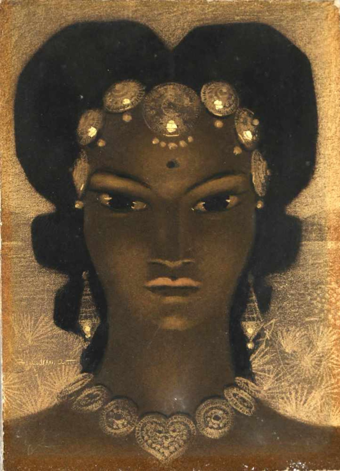 Bernhard Cullmann (Namborn 1903-1977 Namborn)Porträt einer Orientalin mit Schmuck,
