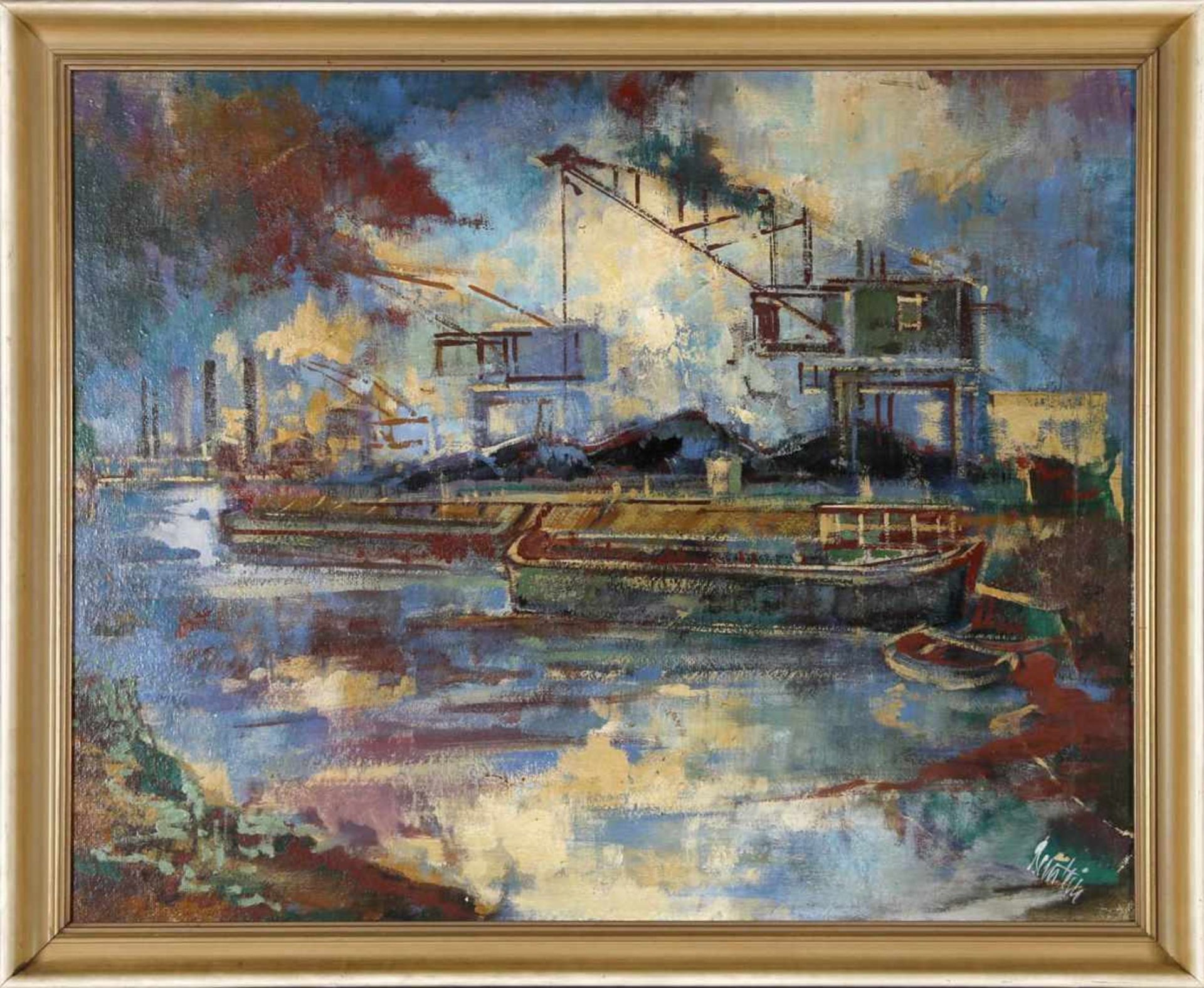 Walter Bernstein (Schiffweiler 1901-1981 Neunkirchen)Saarkähne, Öl auf Platte, 68 x 83,5 cm, unten