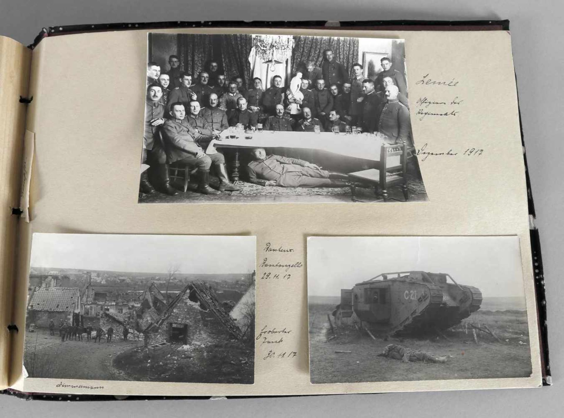 Fotoalbum 1. WK, 1915-1918O-Album im Querformat mit weit über 200 eingeklebten Bildern in s/w,