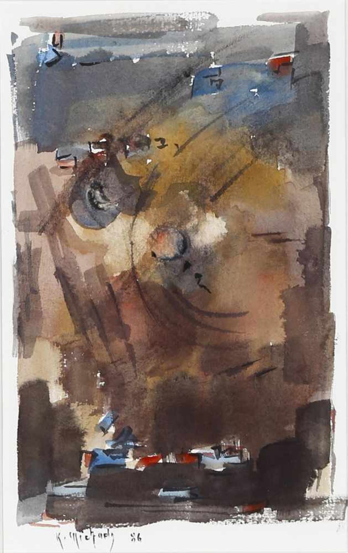 Karl Michaely (Elversberg 1922-2007 Dillingen)Aquarell auf Papier mit abstrakter Darstellung,