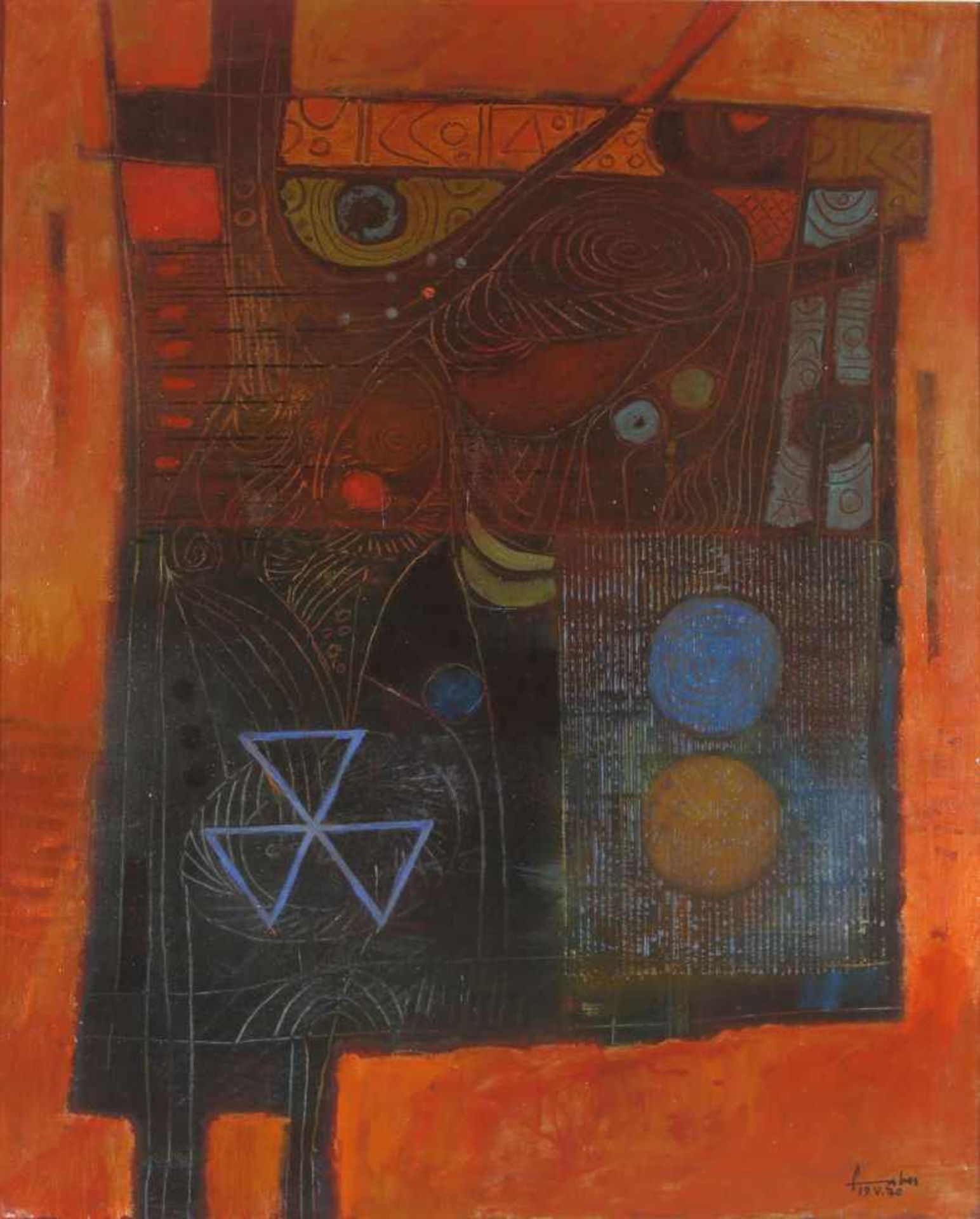Will Faber (Saarbrücken 1901-1987 Barcelona)"Meditación Mayo", 1970, Öl auf Lwd., 100 x 81 cm,