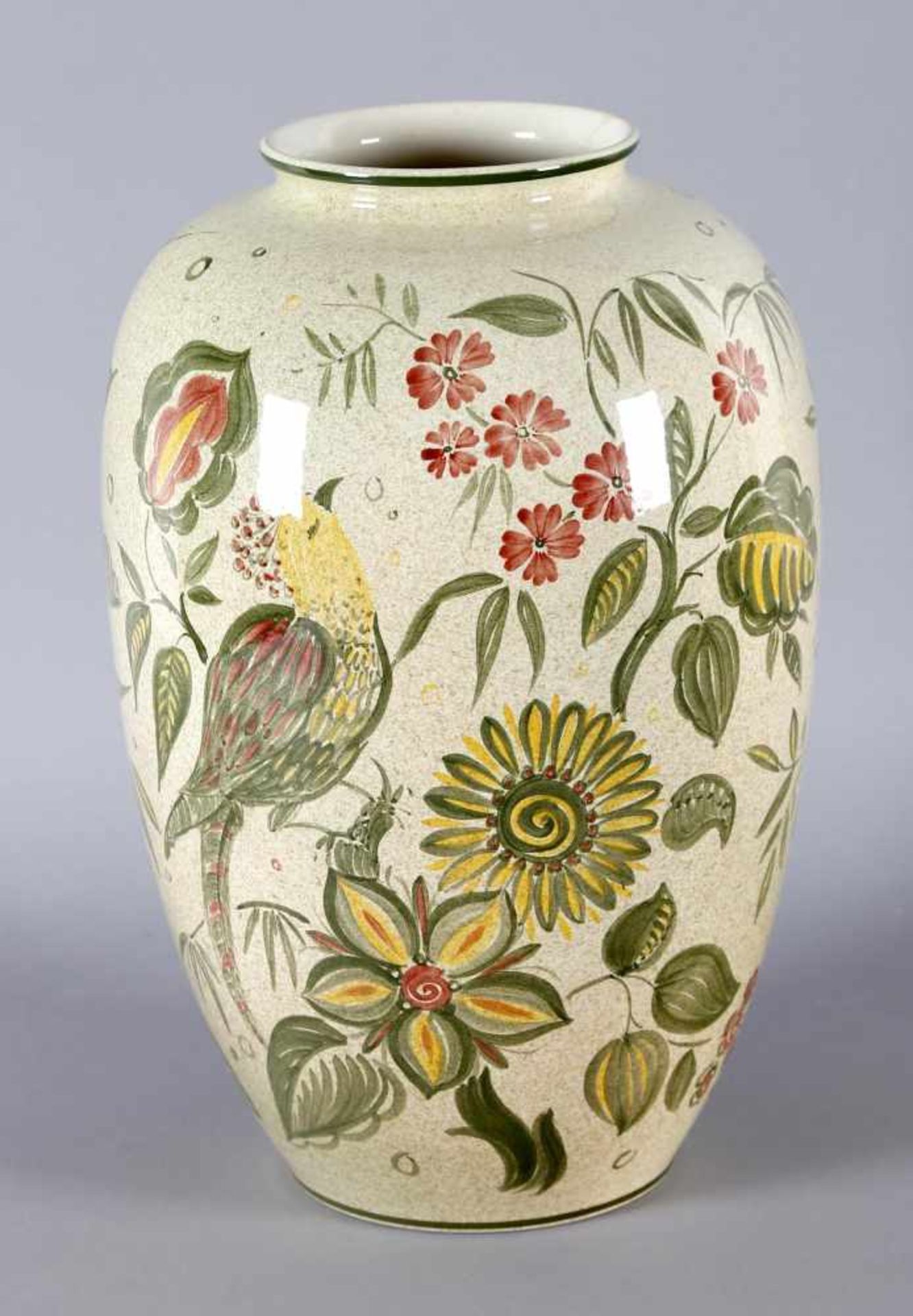 Vase, Villeroy & Boch, handbemalt, Mettlach, um 1950hohe Schulter, eingezogene Mündung mit - Bild 2 aus 2