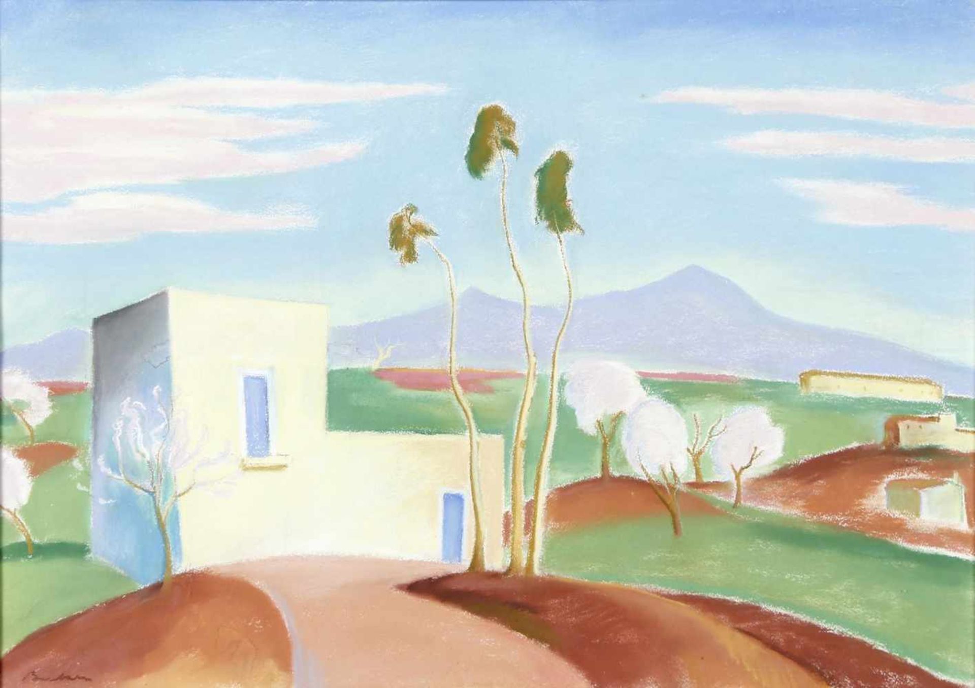 Richard Becker (Wiebelskirchen 1888-1956 Saarbrücken)Frühling in der Campagna, Aquarell auf Papier