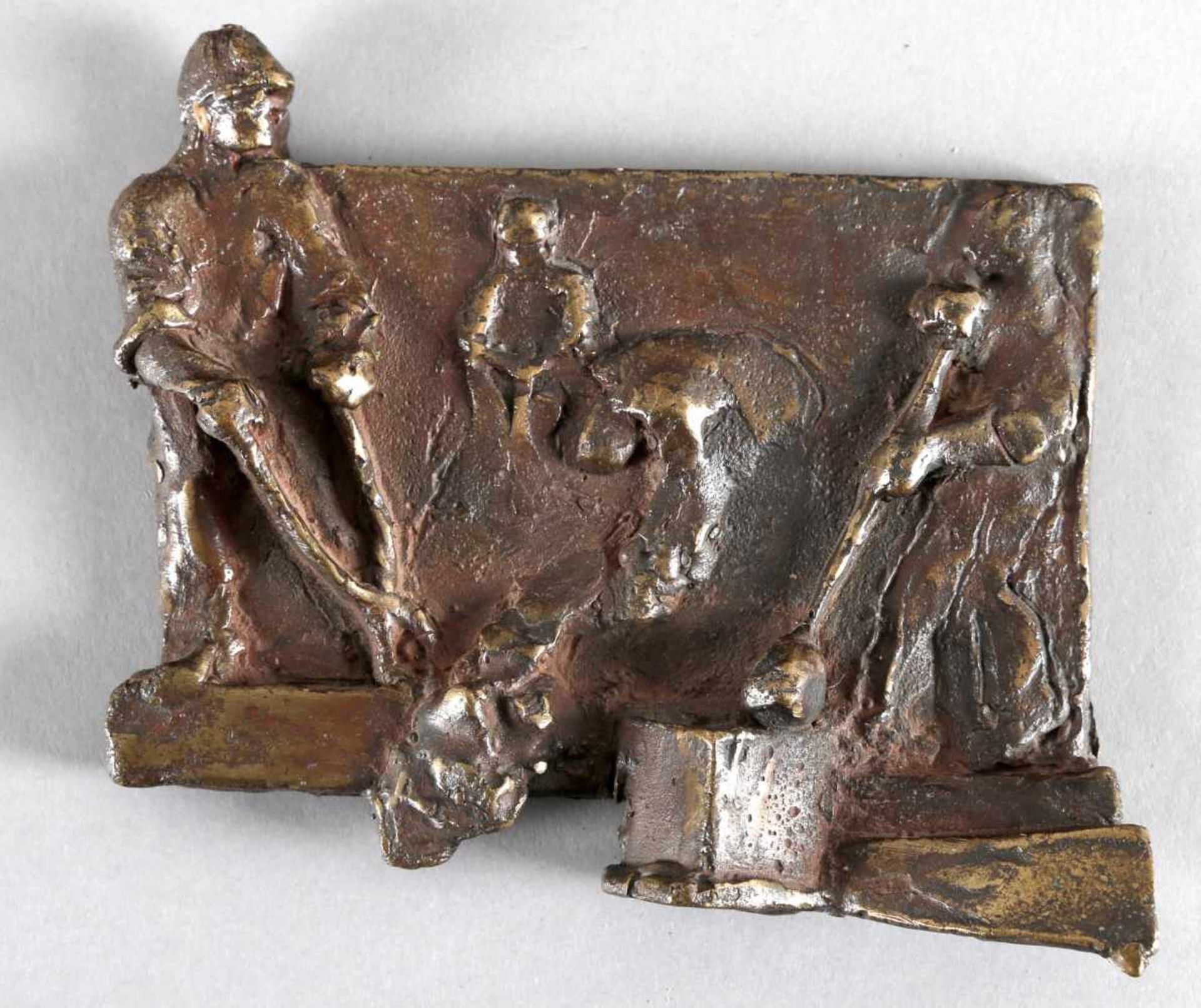 Hans Schröder (Saarbrücken 1930-2010 Saarbrücken)Bronzerelief mit Gießereiszene, um 1970-80, Maße: