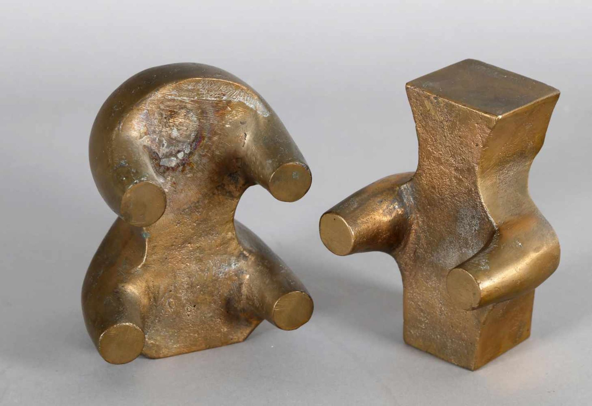 Ewald Brandt (1928-1983) "Abstraktes Paar", Bronze, Exemplar Nr. 50, goldbraune Patina, H: 13 cm, - Bild 2 aus 3