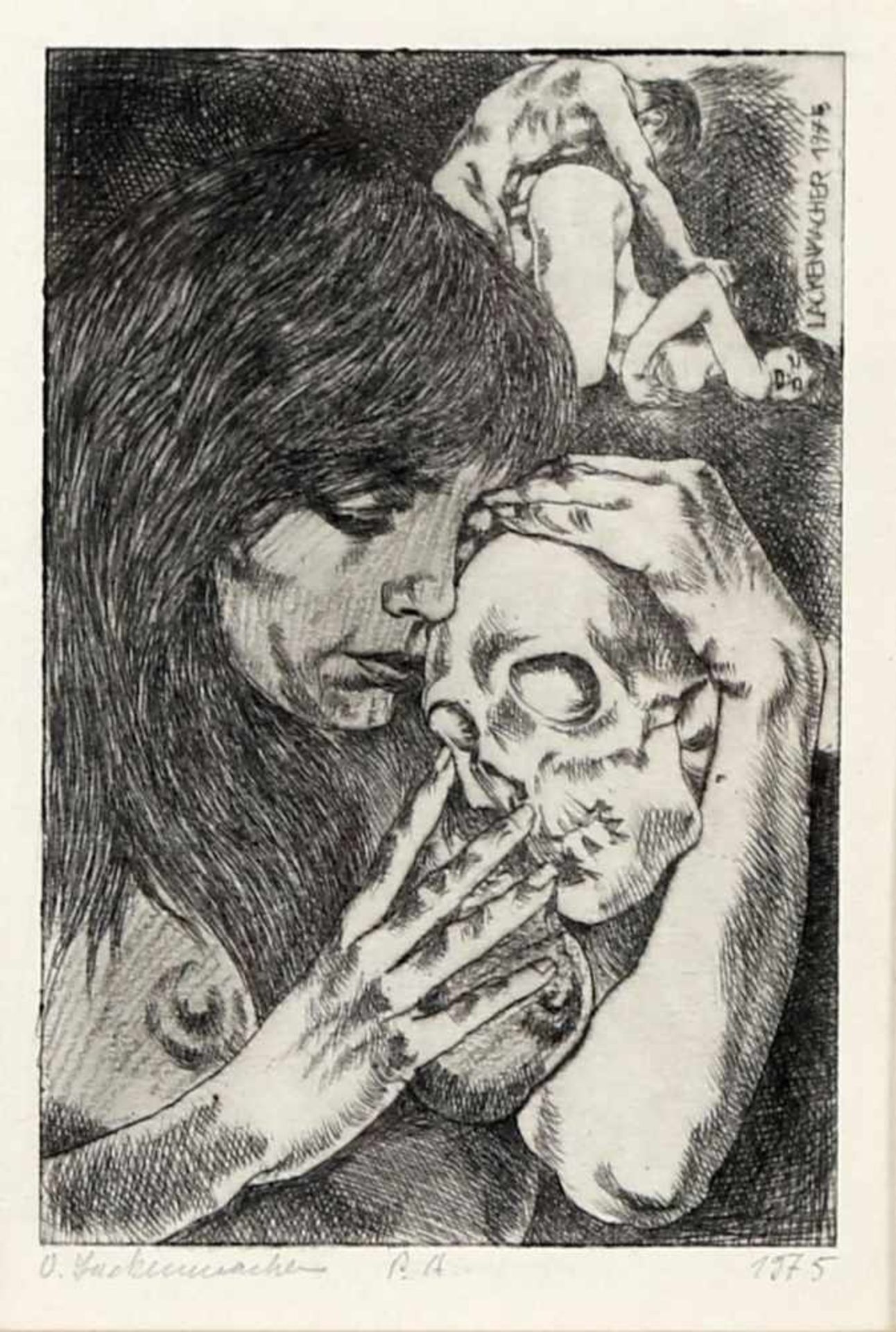 Otto Lackenmacher (Saarbrücken 1927-1988)Vanitas-Darstellung, 1975, Radierung, ca. 20,5 x 14 cm (