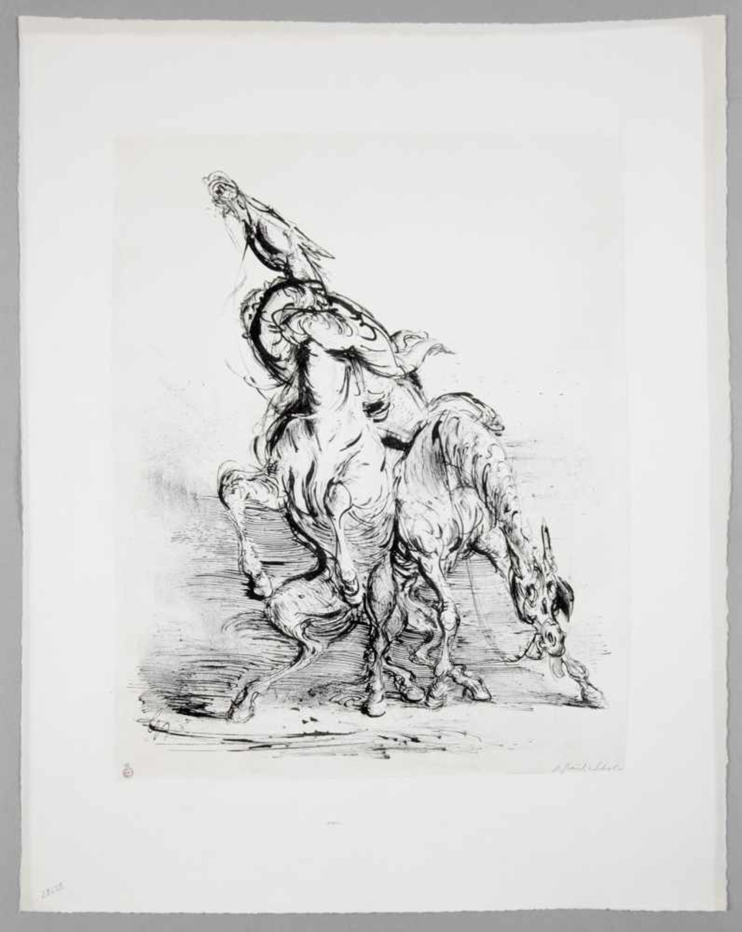 Andreas Paul Weber (Arnstadt/Thü. 1893-1980)Aufs andere Pferd, 1956, Lithographie, 46 x 36 cm,