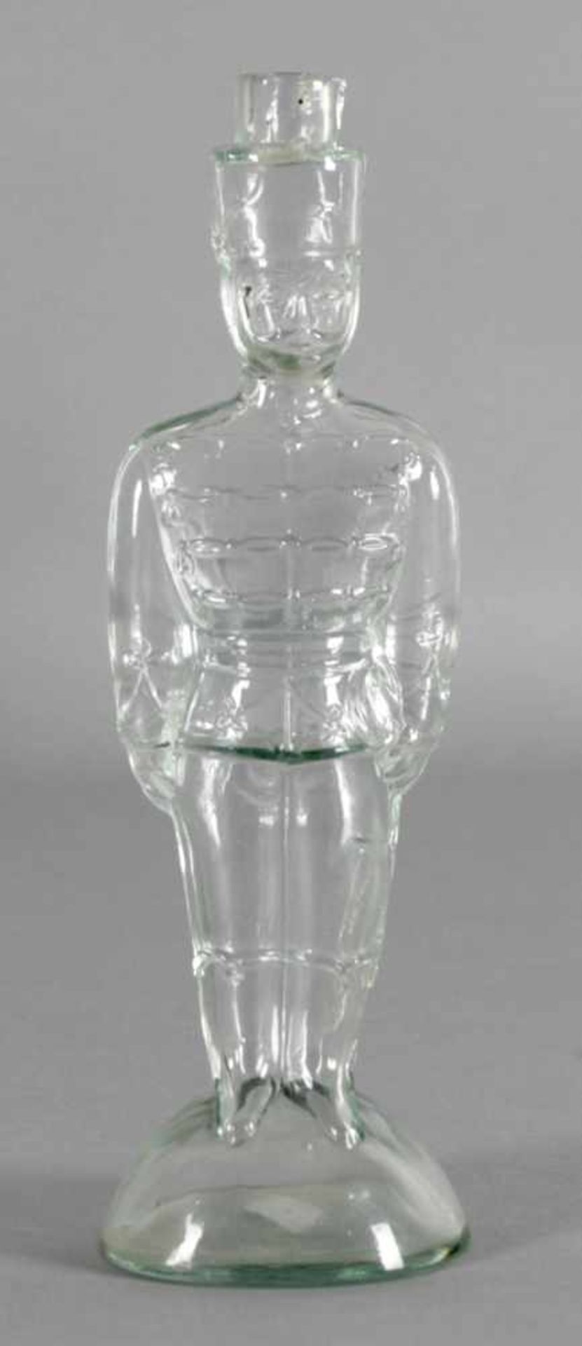 Flasche, Husar, deutsch, 2. Hälfte 19. Jh.formgeblasenes Glas in Gestalt eines Husaren,